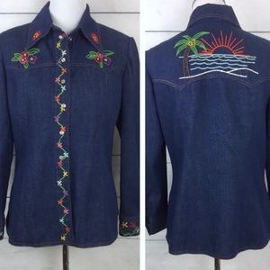 Vintage 70’s Handmade Embroidered Denim Shirt